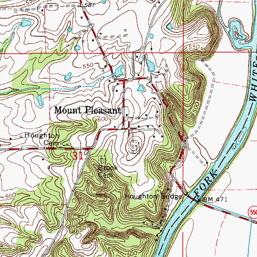 Topographic Map of Mount Pleasant, IN
