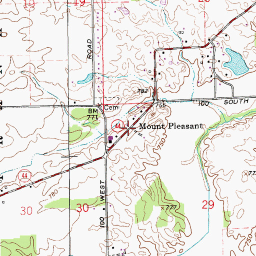Topographic Map of Mount Pleasant, IN