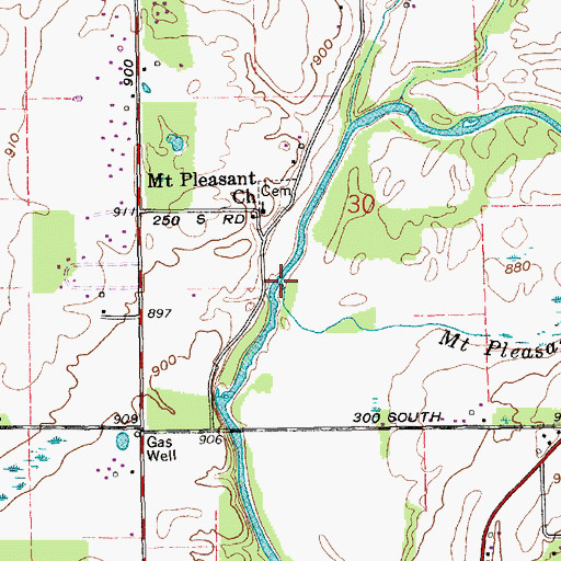 Topographic Map of Mount Pleasant Branch, IN