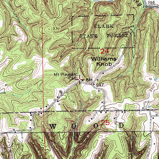 Topographic Map of Swayback Cemetery, IN