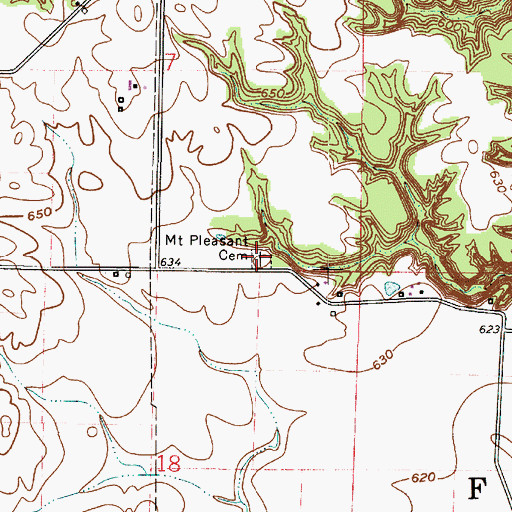 Topographic Map of Mount Pleasant Cemetery, IN