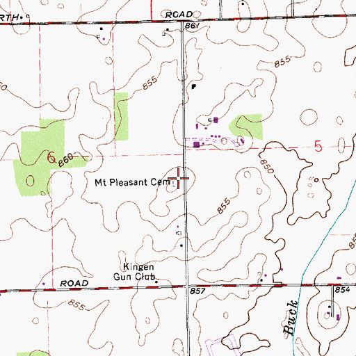 Topographic Map of Mount Pleasant Cemetery, IN