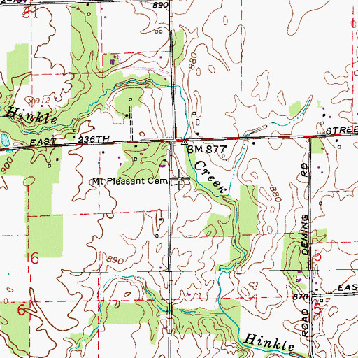 Topographic Map of Mount Pleasant Cemetery, IN