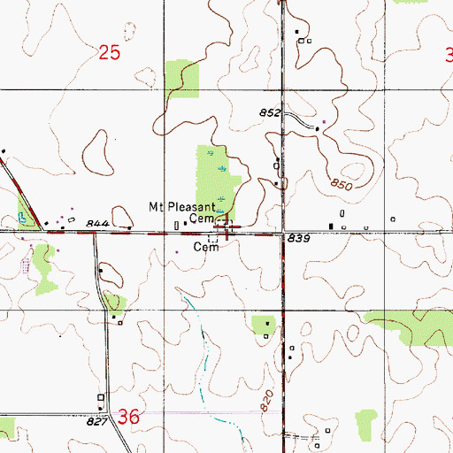Topographic Map of Mount Pleasant Cemetery, IN