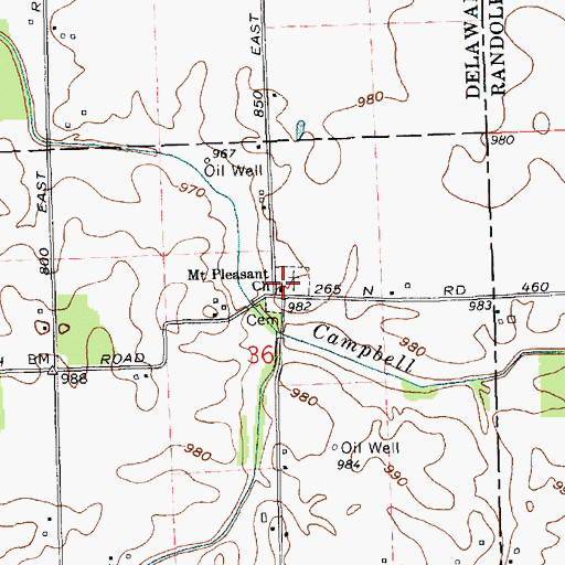 Topographic Map of Mount Pleasant Church, IN