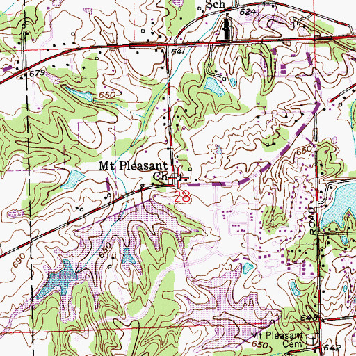 Topographic Map of Mount Pleasant Church, IN