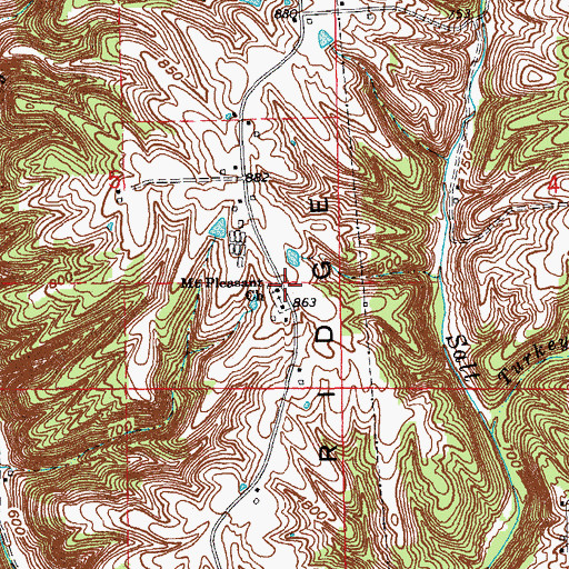 Topographic Map of Mount Pleasant Church, IN