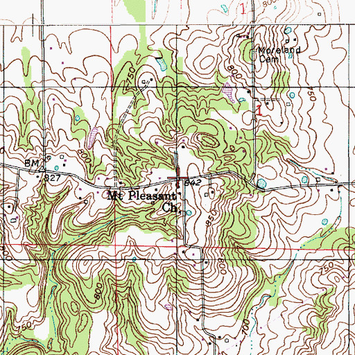 Topographic Map of Mount Pleasant Church, IN
