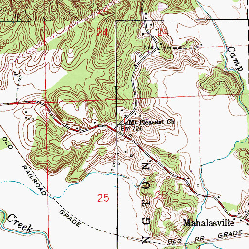 Topographic Map of Mount Pleasant Church, IN