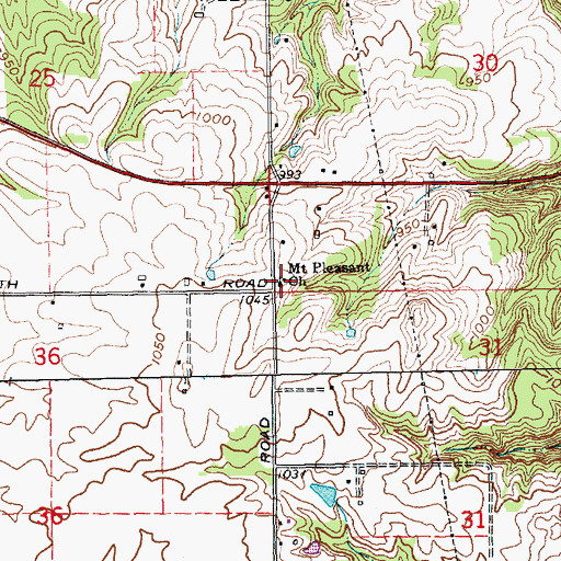 Topographic Map of Mount Pleasant Church, IN