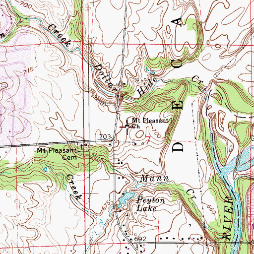 Topographic Map of Mount Pleasant Church, IN