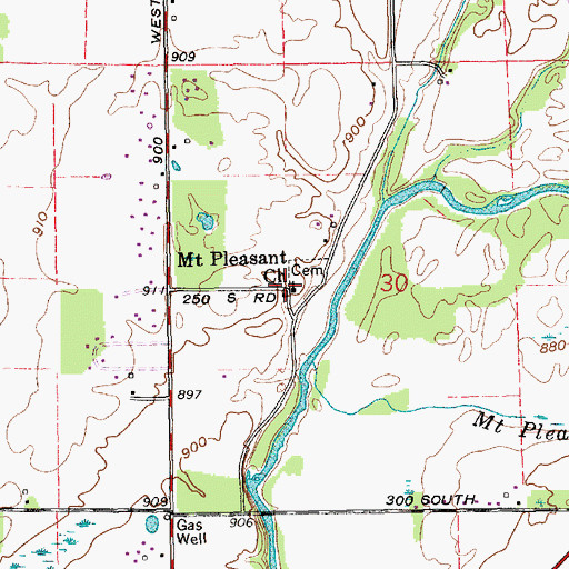 Topographic Map of Mount Pleasant Church, IN