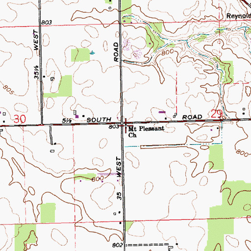Topographic Map of Mount Pleasant Church, IN
