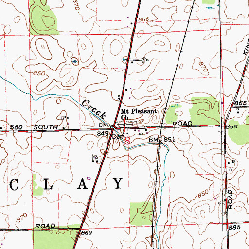 Topographic Map of Mount Pleasant Church, IN