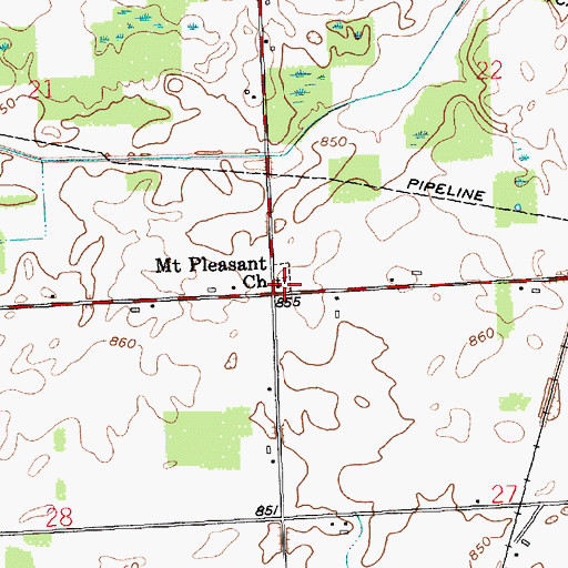Topographic Map of Mount Pleasant Church, IN