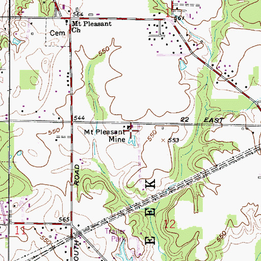 Topographic Map of Mount Pleasant Mine, IN
