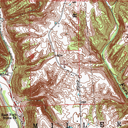 Topographic Map of Mount Pleasant Ridge, IN