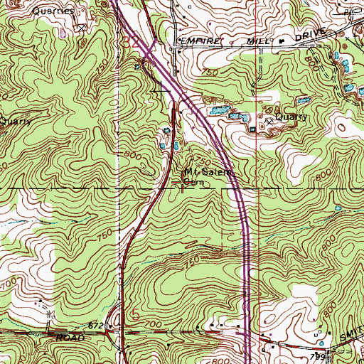 Topographic Map of Mount Salem Cemetery, IN