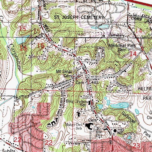 Topographic Map of Mount Sinai Cemetery, IN
