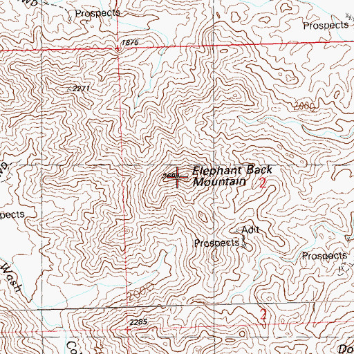 Topographic Map of Elephant Back Mountain, AZ