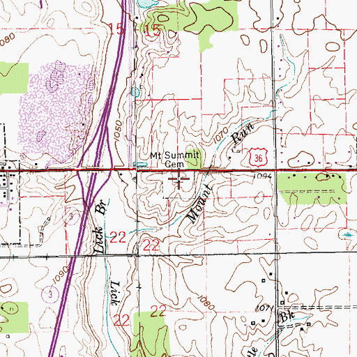 Topographic Map of Mount Summit Cemetery, IN