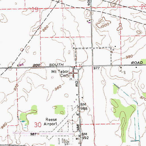 Topographic Map of Mount Tabor Cemetery, IN