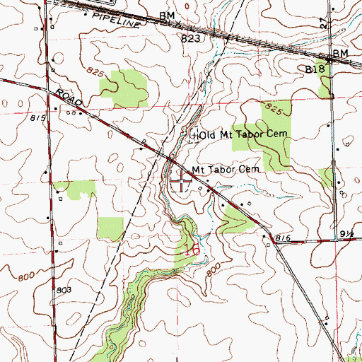 Topographic Map of Mount Tabor Cemetery, IN
