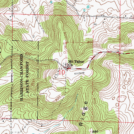 Topographic Map of Mount Tabor Church, IN