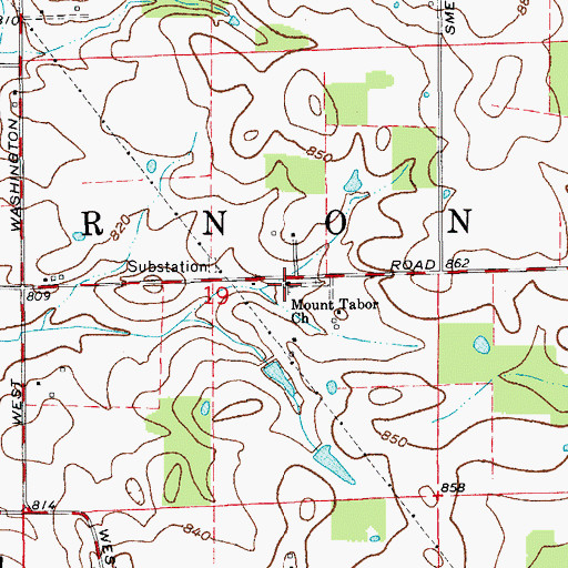Topographic Map of Mount Tabor Church, IN