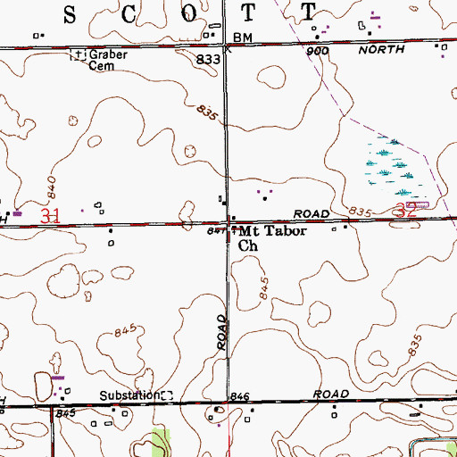 Topographic Map of Mount Tabor Church, IN