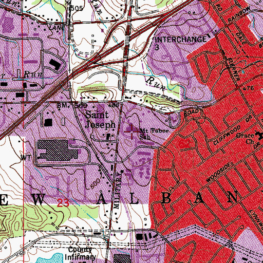 Topographic Map of Mount Tabor School, IN