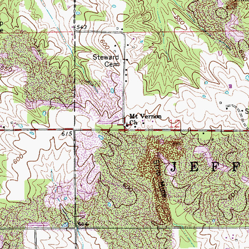Topographic Map of Mount Vernon Church, IN