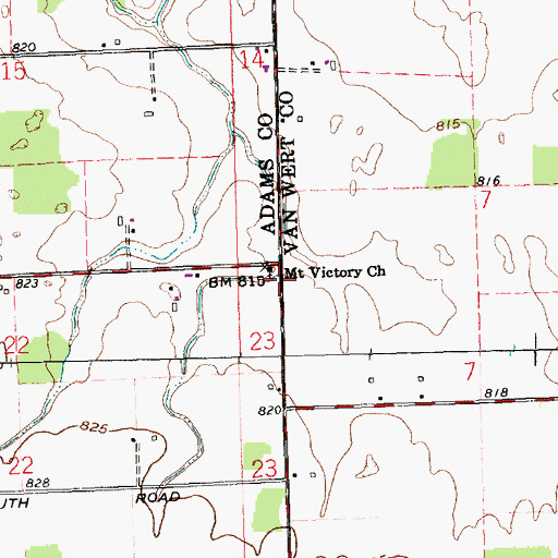 Topographic Map of Mount Victory Church, IN