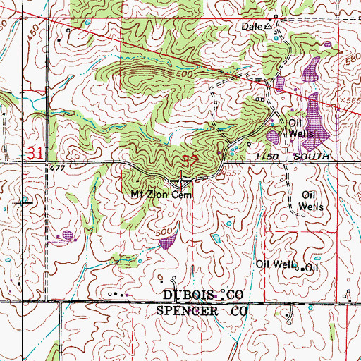 Topographic Map of Mount Zion Cemetery, IN