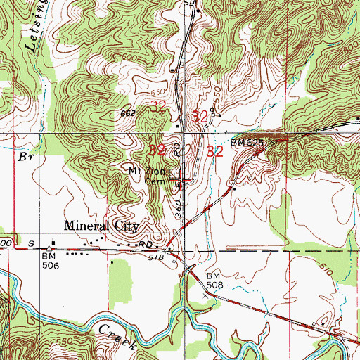 Topographic Map of Mount Zion Cemetery, IN