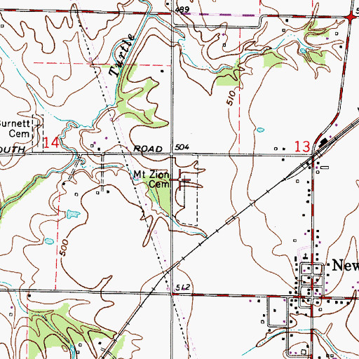 Topographic Map of Mount Zion Cemetery, IN