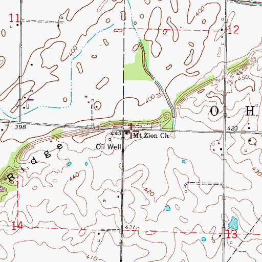 Topographic Map of Mount Zion Church, IN