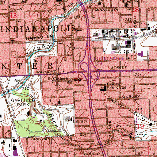 Topographic Map of Saint Catherine Roman Catholic Church, IN