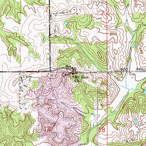 Topographic Map of Mount Zion Church, IN