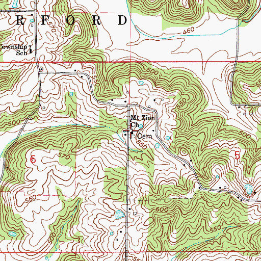 Topographic Map of Mount Zion Church, IN