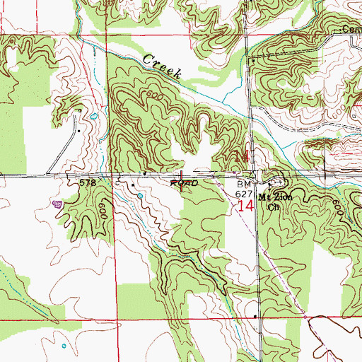 Topographic Map of Mount Zion Church, IN