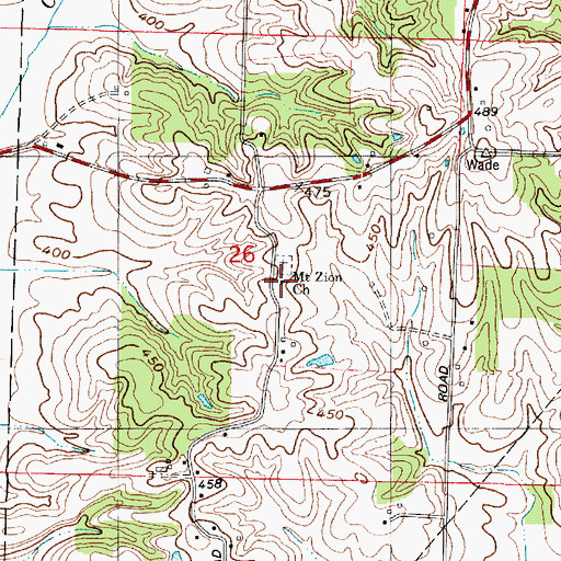 Topographic Map of Mount Zion Church, IN