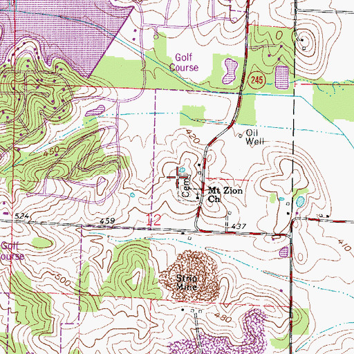 Topographic Map of Mount Zion Church, IN