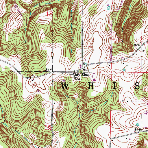 Topographic Map of Mount Zion Church, IN