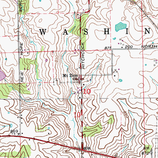 Topographic Map of Mount Zion Church, IN