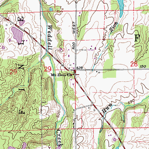 Topographic Map of Mount Zion Church, IN