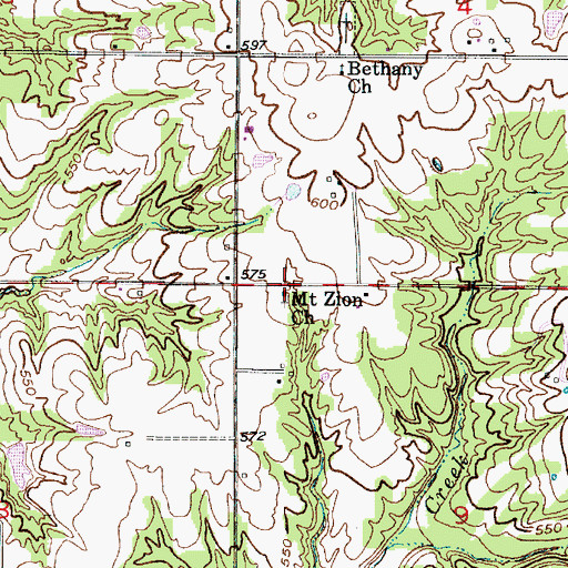 Topographic Map of Mount Zion Church, IN
