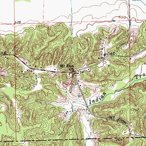 Topographic Map of Mount Zion Church, IN