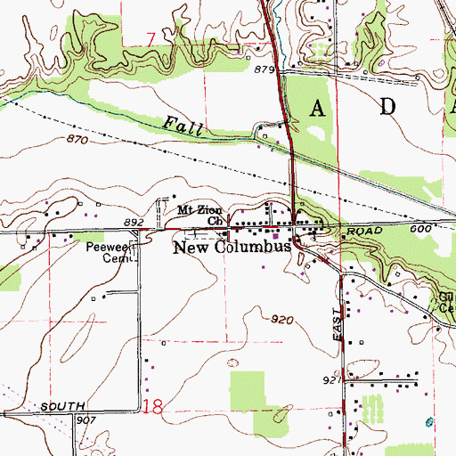 Topographic Map of Mount Zion Church, IN