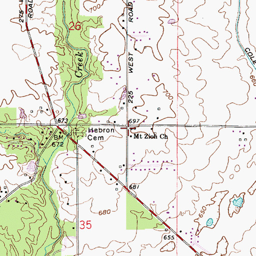 Topographic Map of Mount Zion Church, IN